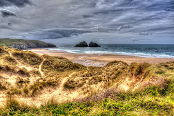 Holywell bay north cornwall coast england uk near newquay and crantock in hdr
