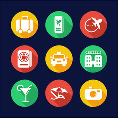 Travel Icons Flat Design Circle