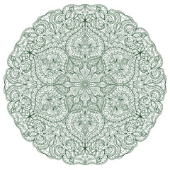 Round Mandala pattern with hand-drawn decorative elements.