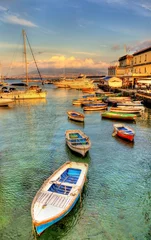 Poster Boote im Hafen von Santa Lucia - Neapel © Leonid Andronov