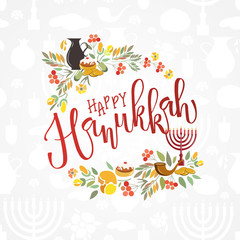 Happy Hanukkah lettering typography