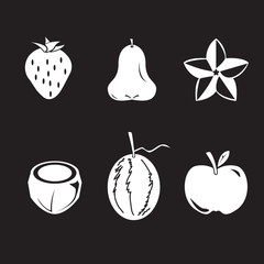 icon fruits black white set B