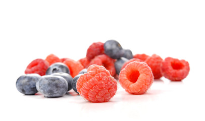 Rasberry on white background.