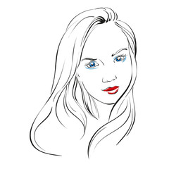 beautiful woman face hand drawn vector llustration sketch