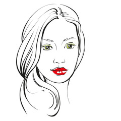 beautiful woman face hand drawn vector llustration sketch