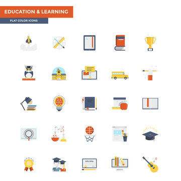 Flat Color Icons- Education and Learning