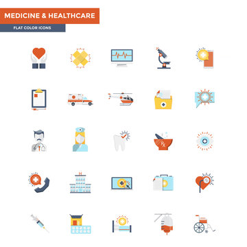 Flat Color Icons- Medical and Healthcare