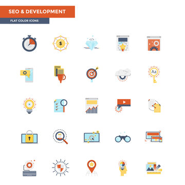 Flat Color Icons- Seo and Development