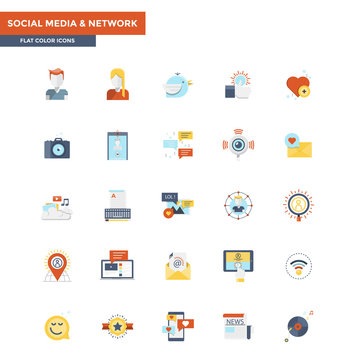 Flat Color Icons- Social Media and Network