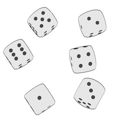 2d cartoon illustration of dices
