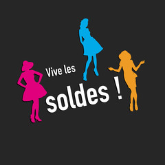 Vive les soldes avec silhouettes-fond gris