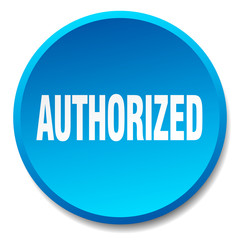 authorized blue round flat isolated push button