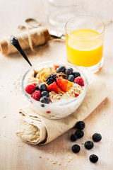 Close-up of delicious porridge with berries