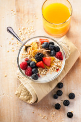 Close-up of delicious porridge with berries