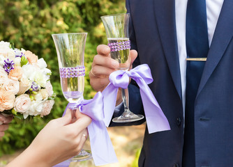 wedding glasses with champaign