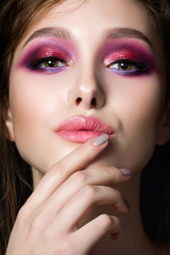 Fototapeta Closeup portrait of young beautiful woman
