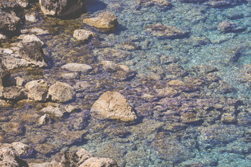 Beautiful Deep blue sea and rocks in Greece