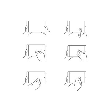 Tablet Touch Screen Gestures Icon Set