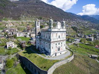 Fototapeta na wymiar Tresivio - Valtellina (IT) - Santuario della Santa Casa Lauretana (1646) - vista aerea lato ovest