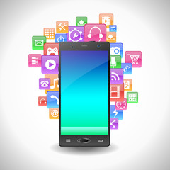 Touchscreen Smartphone with Application Icons.