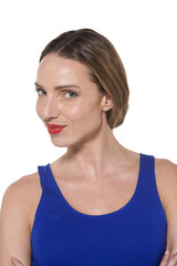 Close-up portrait of a young sporty Caucasian woman