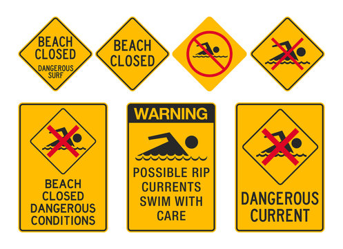 Beach Closed signs