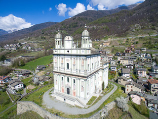Tresivio - Valtellina (IT) - Santuario della Santa Casa Lauretana (1646) - vista aerea lato est