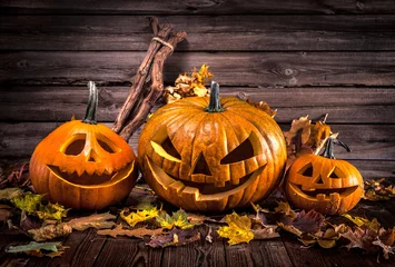 Fotobehang Halloween pumpkin head jack lantern © Alexander Raths