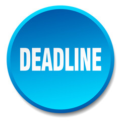 deadline blue round flat isolated push button