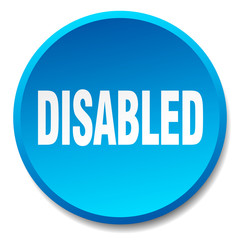 disabled blue round flat isolated push button