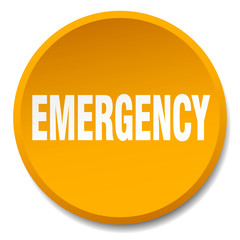 emergency orange round flat isolated push button