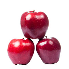 fresh red apples  isolated on white.  Red apple on white backgro