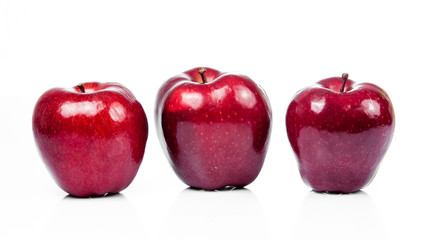 fresh red apples  isolated on white.  Red apple on white backgro