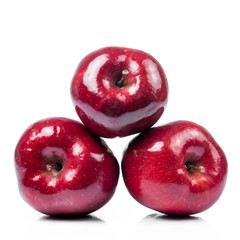 fresh red apples  isolated on white.  Red apple on white backgro