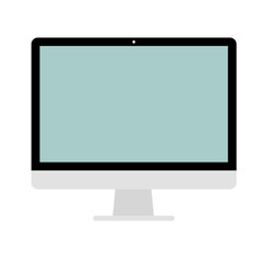 Desktop computer icon on white background. Vector flat desktop computer icon. Monoblock computer, personal computer.