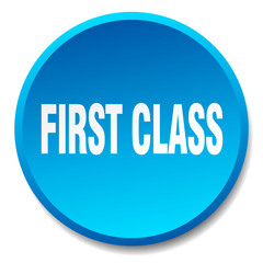 first class blue round flat isolated push button