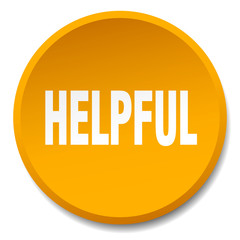 helpful orange round flat isolated push button