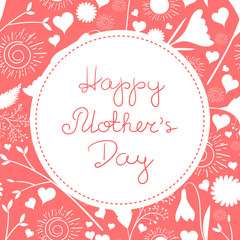 Mother day greeting card vector. Happy mothers day background in pink color.