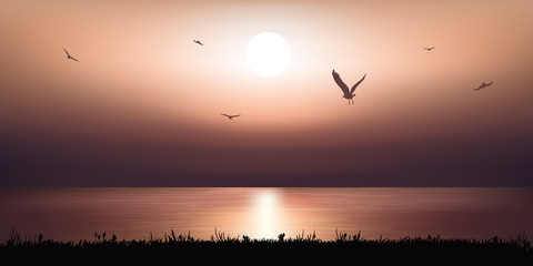 Paysage Coucher de soleil - océan