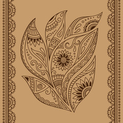 Henna tattoo flower template.Mehndi.
