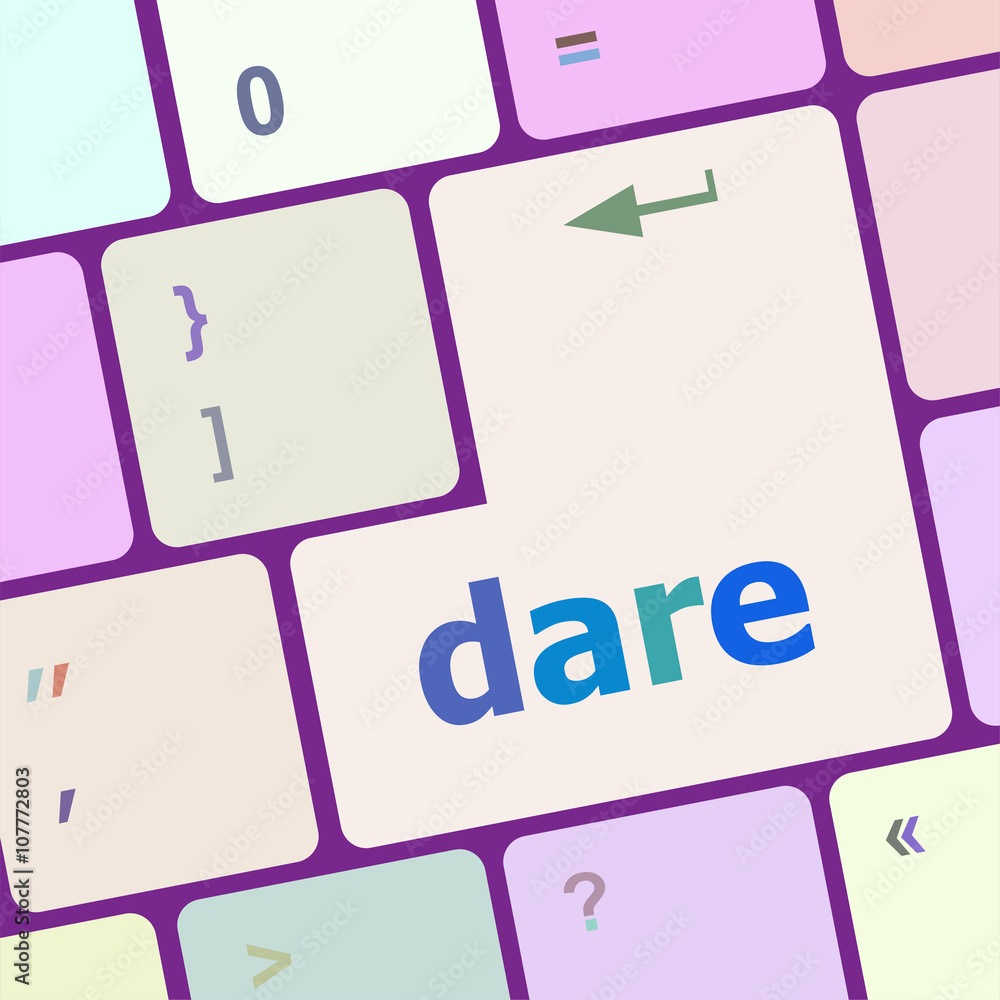 Poster dare word on computer keyboard key vector illustration