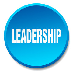 leadership blue round flat isolated push button