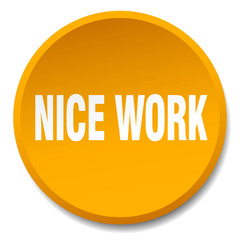 nice work orange round flat isolated push button