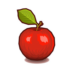 Red Apple with Leaf Icon. Vector