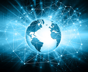 Best Internet Concept of global business.Technological background. Rays  symbols Wi-Fi,  of the Internet, television, mobile and satellite communications