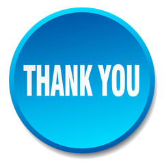 thank you blue round flat isolated push button