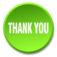 thank you green round flat isolated push button