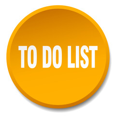 to do list orange round flat isolated push button