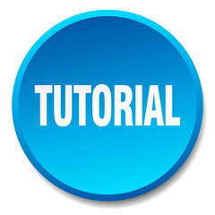 tutorial blue round flat isolated push button