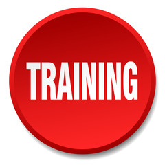 training red round flat isolated push button